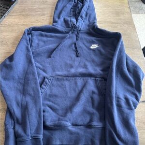 Nike Blue Pullover Hoodie with Ribbed Cuffs